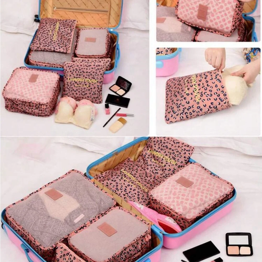 🎁2 FOR $20 BUNDLE Holiday travel New 6 piece leopard print travel packing cubed